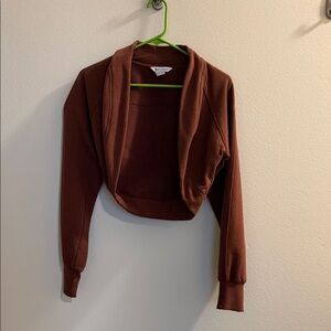 Athleta Cropped Open-Front Cardigan in Rust